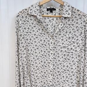 Velvet Heart Women's Long Sleeve Floral Print Shirt Blouse Button Down Hi Low